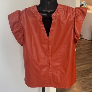 THML Rust Ruffle Sleeve Blouse
